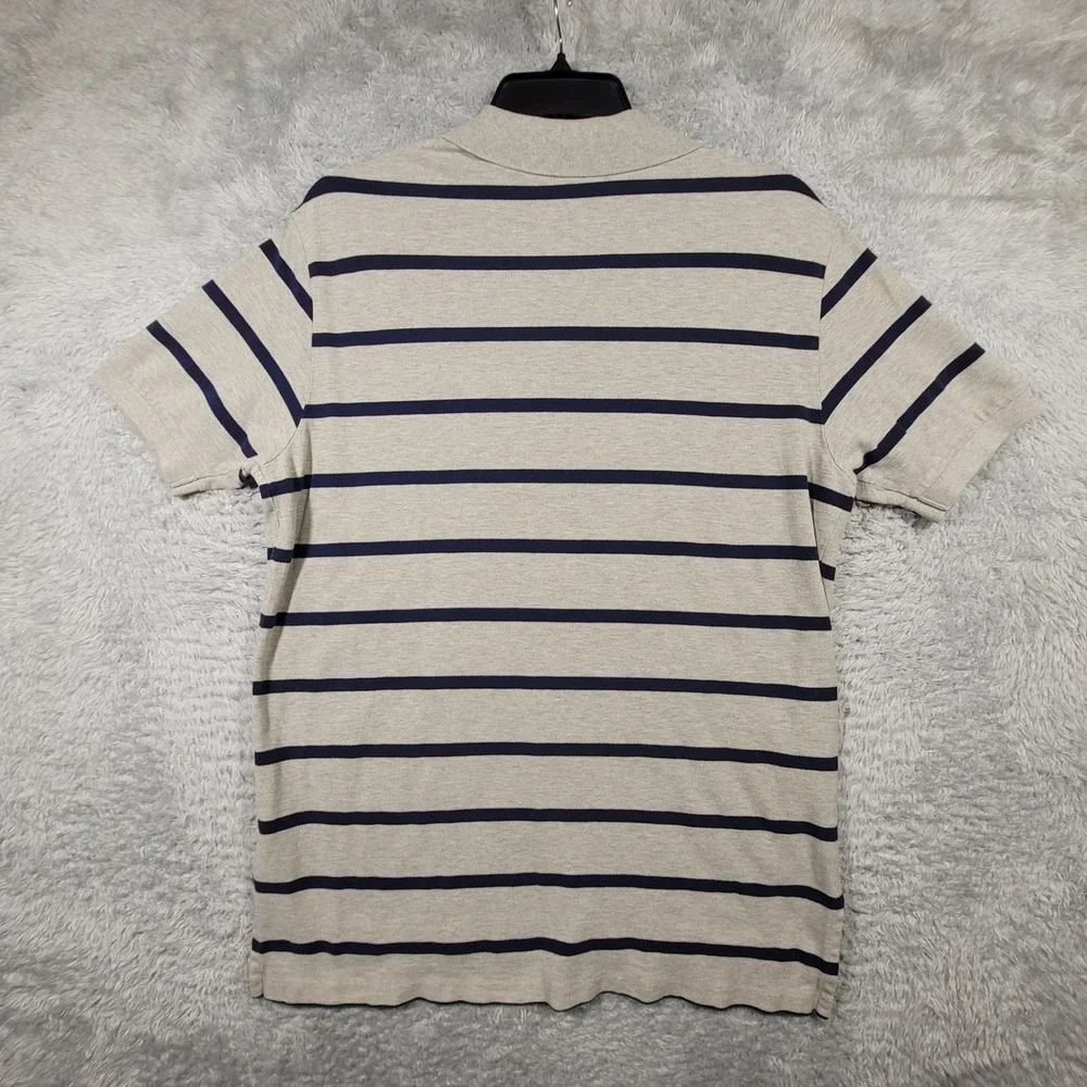 Polo Ralph Lauren Mens Striped Short Sleeve‎ Polo Shirt XL Gray Navy Cotton